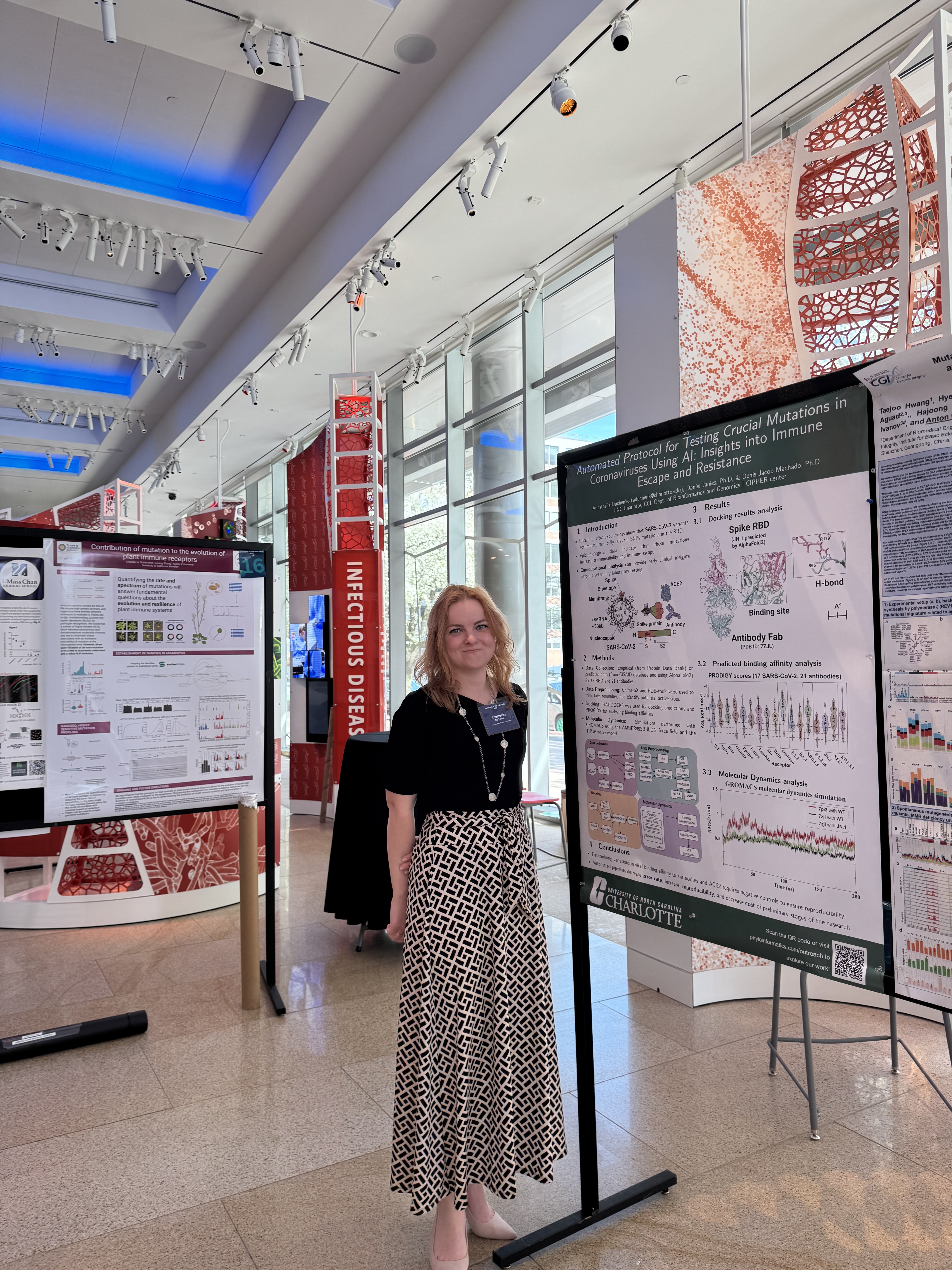 Anastasiia Duchenko next to her poster at the Broad Discovery Center in Cambridge, MA, USA. Anastasiia Duchenko next to her poster at the Broad Discovery Center in Cambridge, MA, USA.